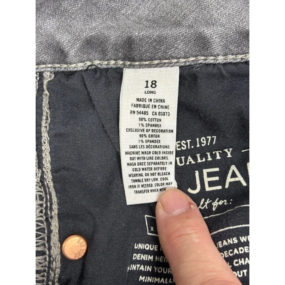 American Eagle Straight Jeans Womens 18 Long Gray Cotton Stretch Classic Casual